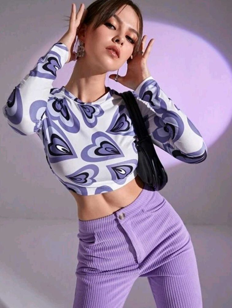 Heart Print Crop Top