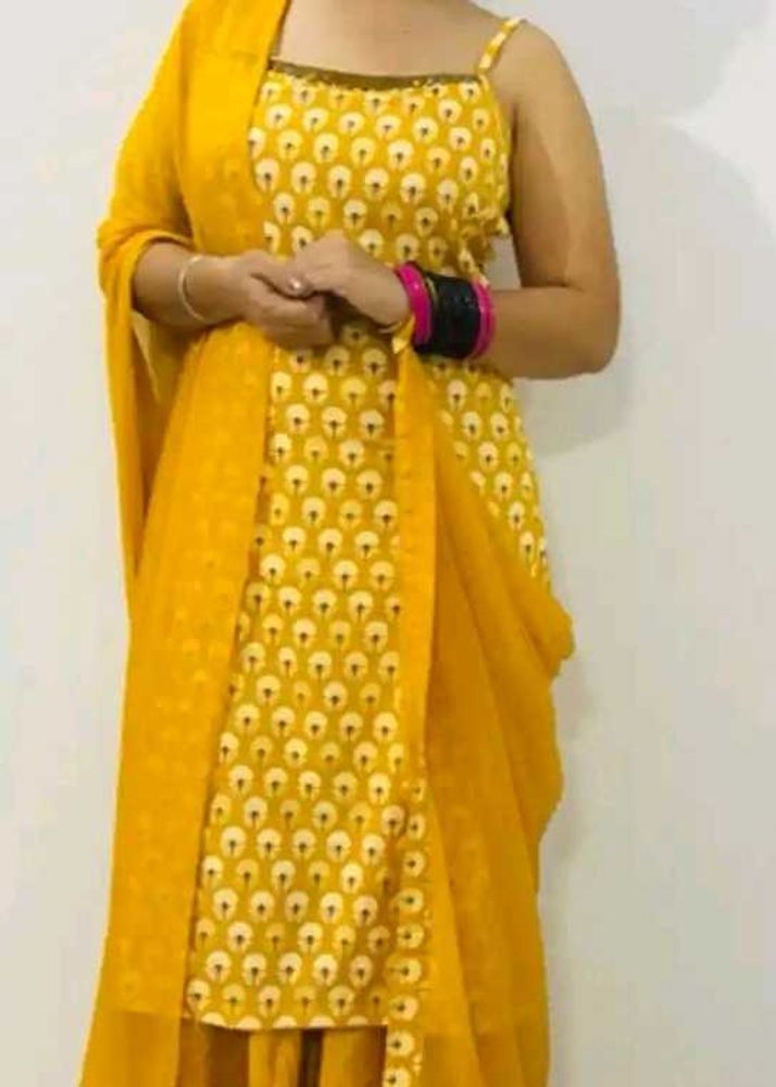 Yellow Printed sharara set