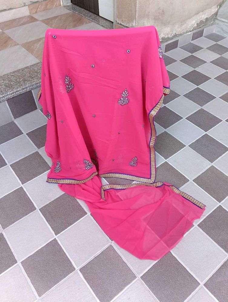 Embroidered Magenta Saree