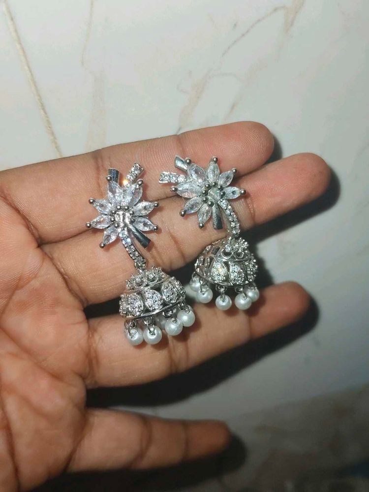 Elegant Silver Jhumka Earrings