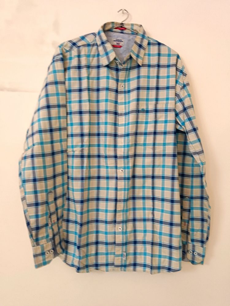 Arrow Brand Blue And Cream Check Shirt