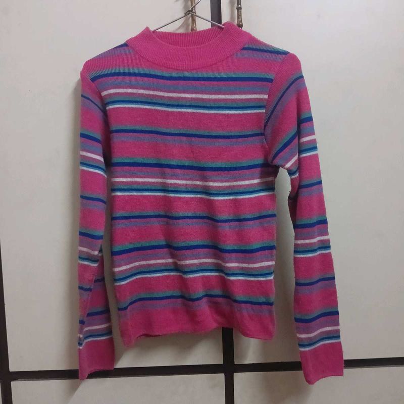 Striped Mock Neck Sweater