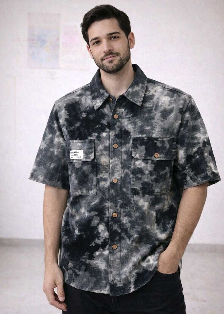 Black And White Tie Dye Shirt / Shaket