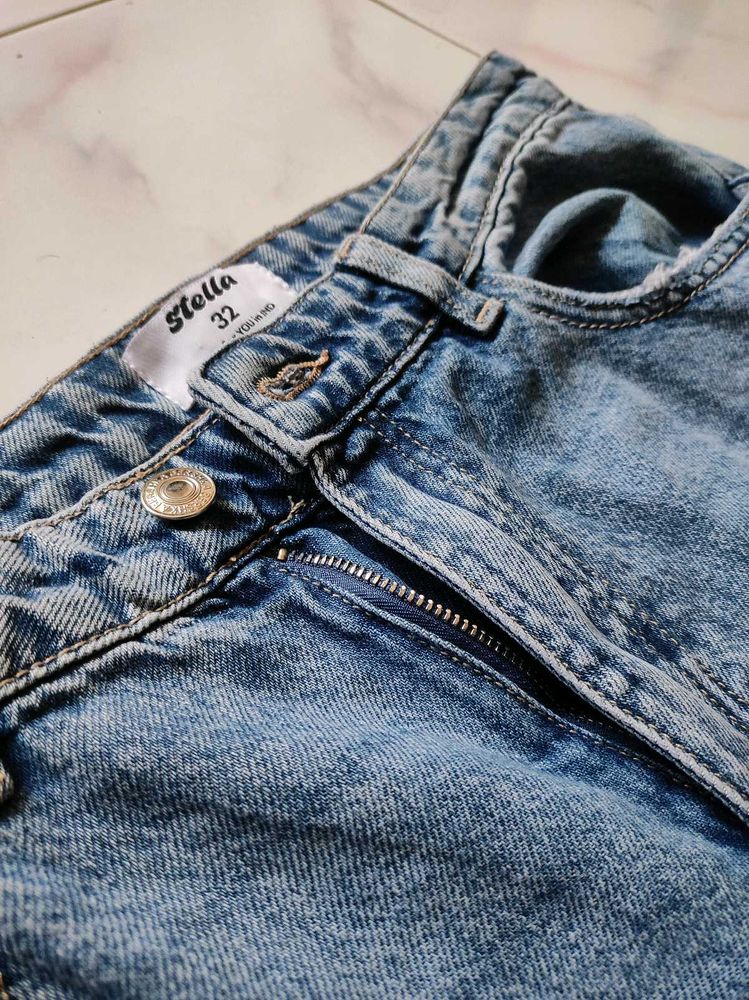 Blue Wide Leg Jeans