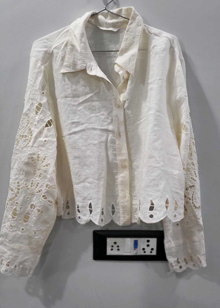 Elegant White Chickenkari Top
