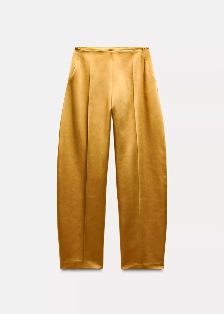 Gold Satin Wide Leg Trousers