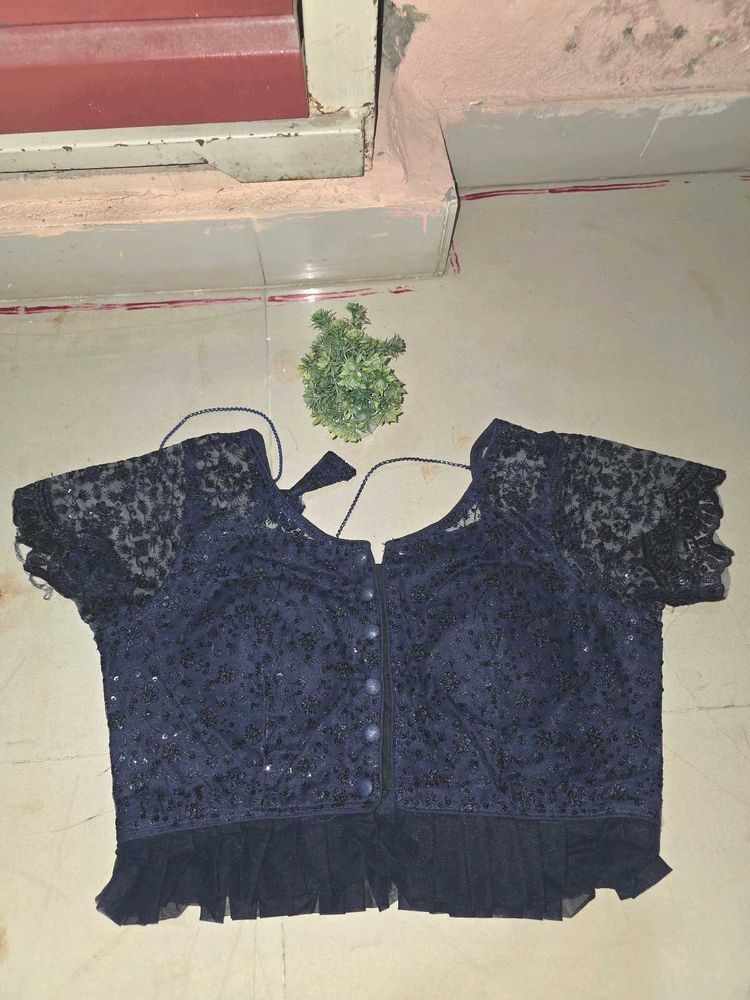 Elegant Dark BLUE net Blouse