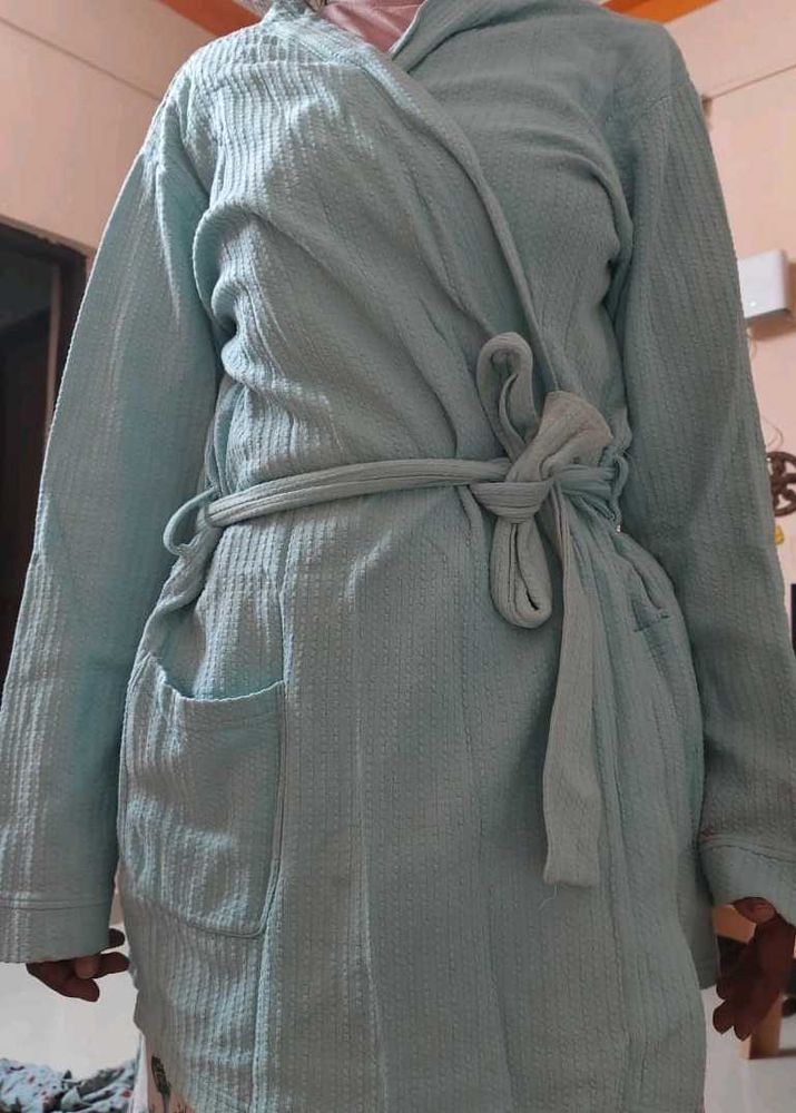Cozy Blue Waffle Knit Bathrobe