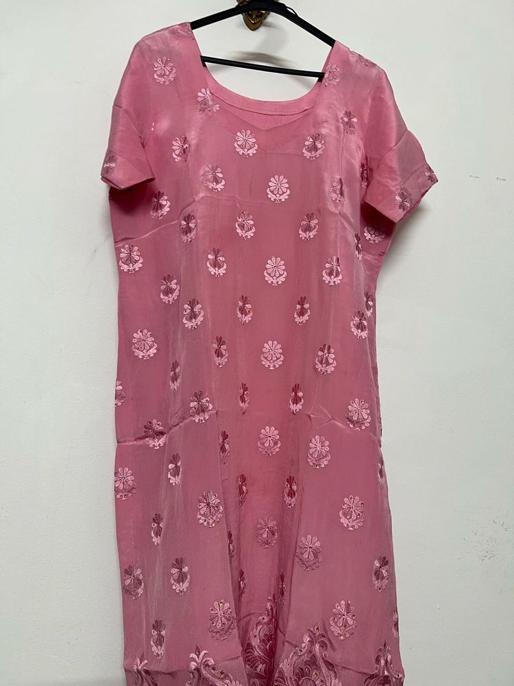 Vintage Pink Embroidered Suit With Salwar &amp; Dupatt