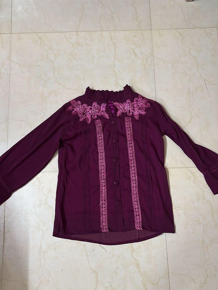 Elegant Purple Floral Blouse