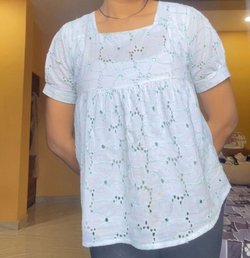 White Embroidered Top