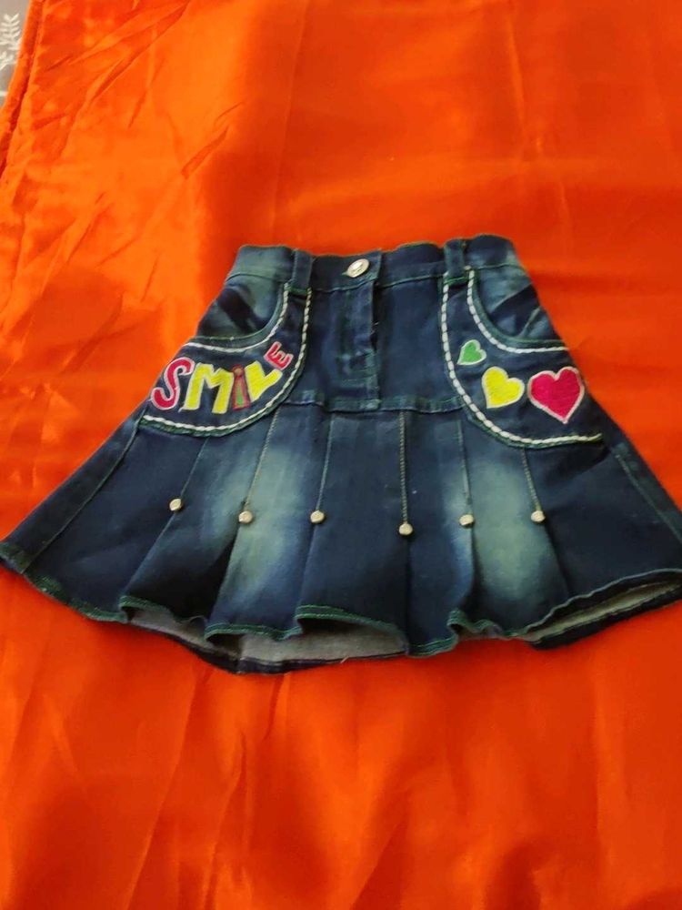 4 To 5 Years Girl Cute Denim Skirt