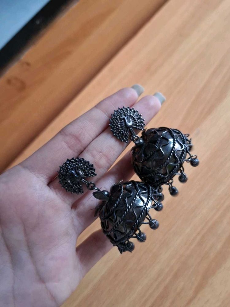 Oxidized Jhumka Earrings