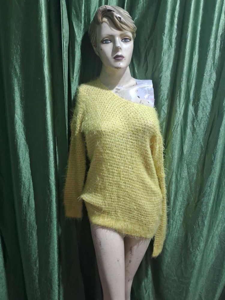 Yellow Fuzzy Knit Sweater