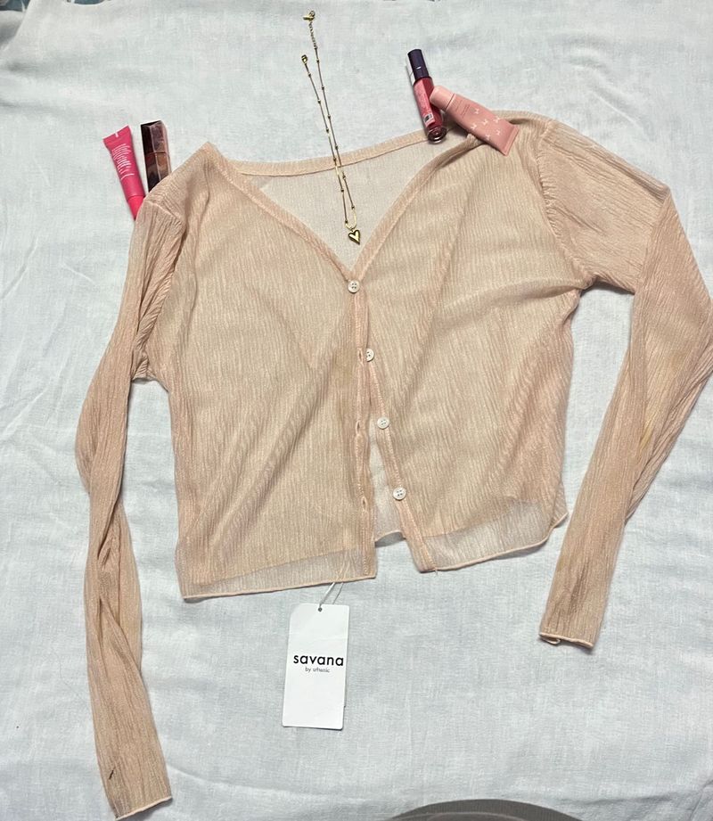 Savana Sheer Button-Down Top