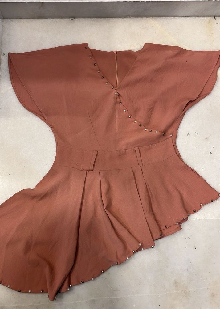 Asymmetrical Pearl-Trimmed Top