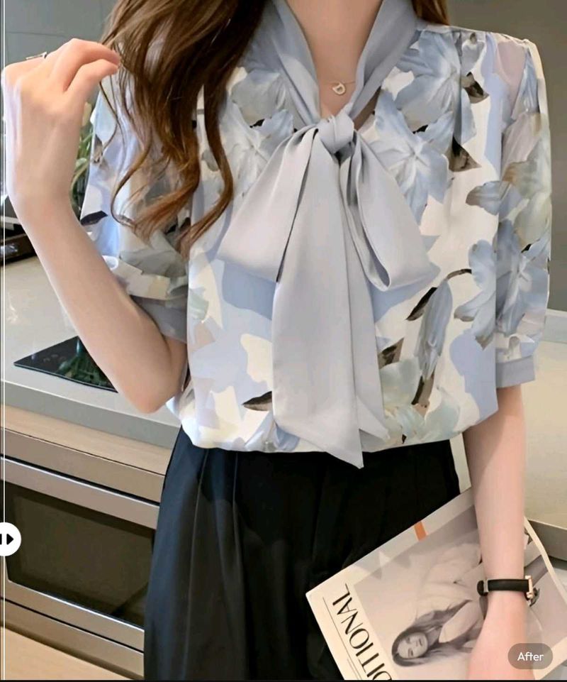 NEW WITH TAG PINTEREST Floral Print Tie-Neck Blous
