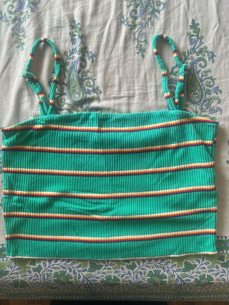 Striped Green Crop Top