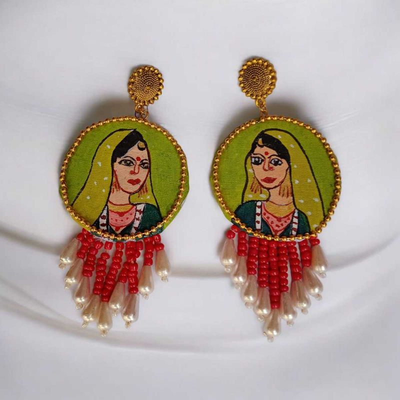 Hand painted Fabric Earrings