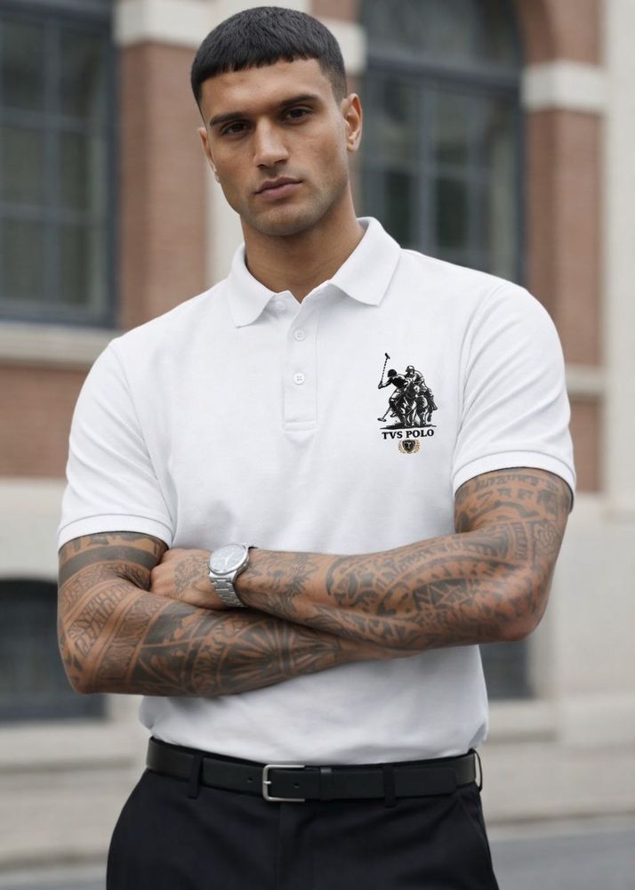 Men's White TVS Polo T-Shirt
