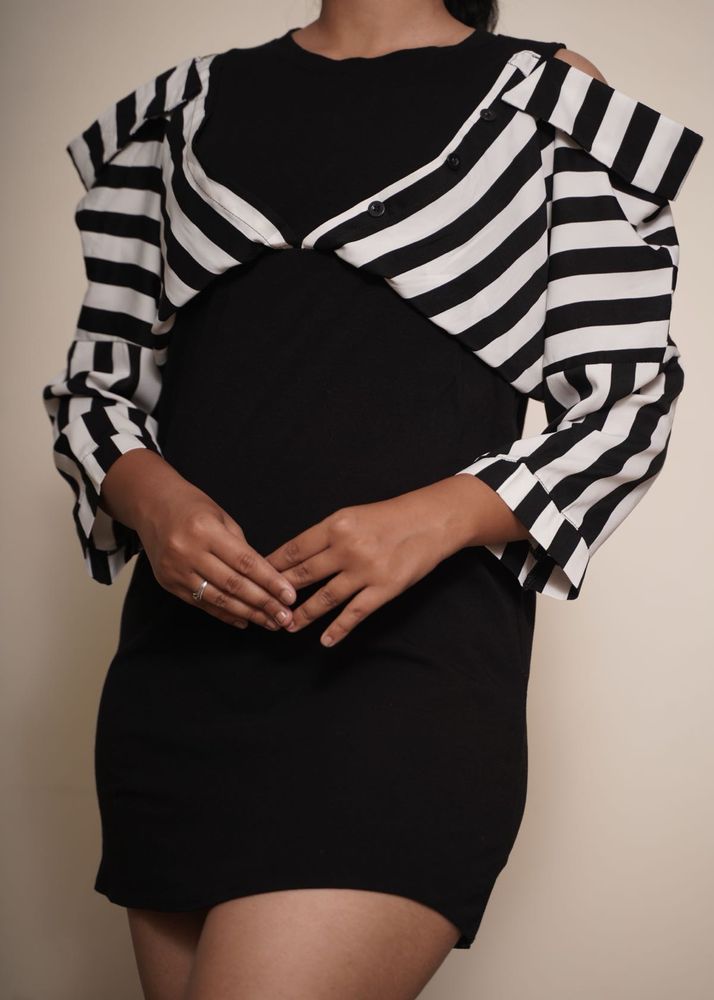 Stripped Cold Shoulder Shirt