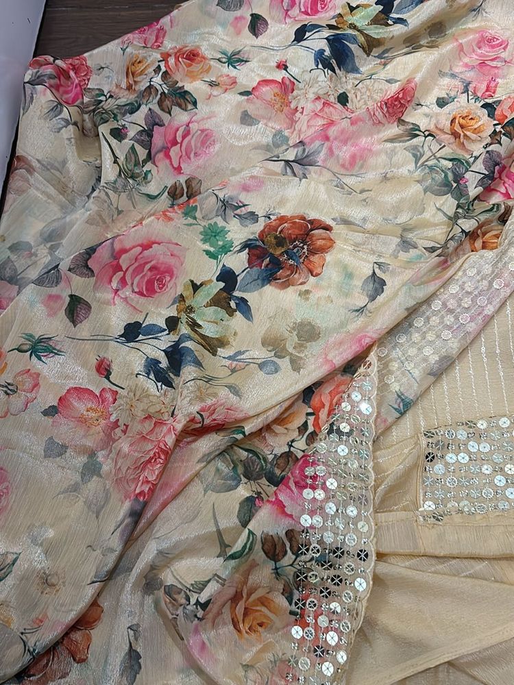 Floral Print Unstitched Suit Fabric