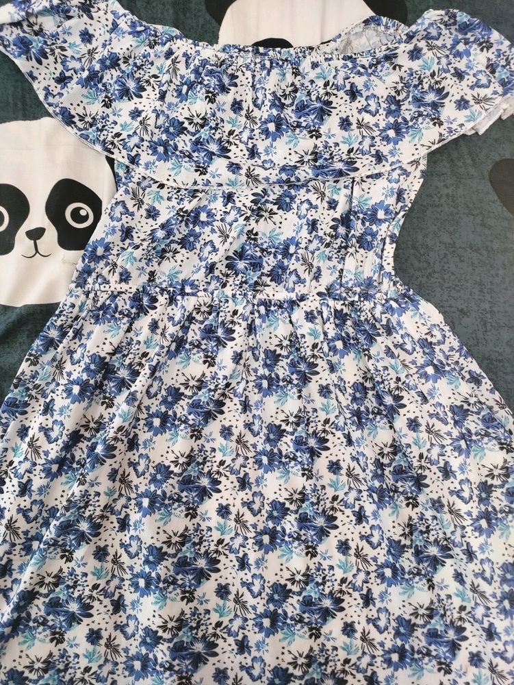 off-shoulder blue/white floral dress , bust size-34