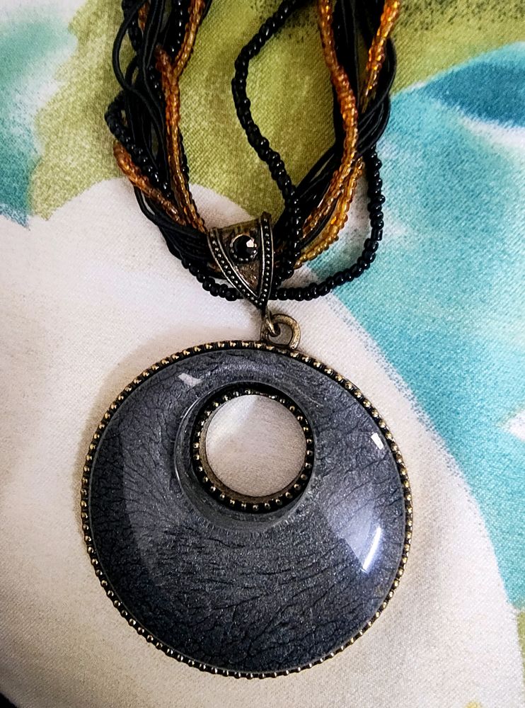 Grey Choker With Earrings/ Necklace