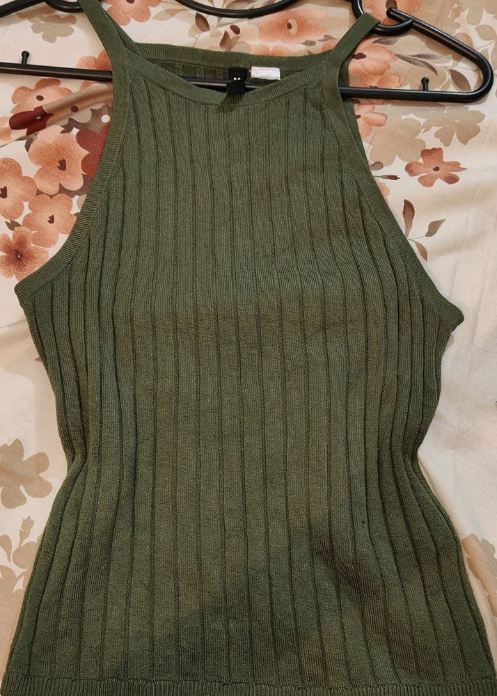 H&amp;M Olive Green Stripes Top