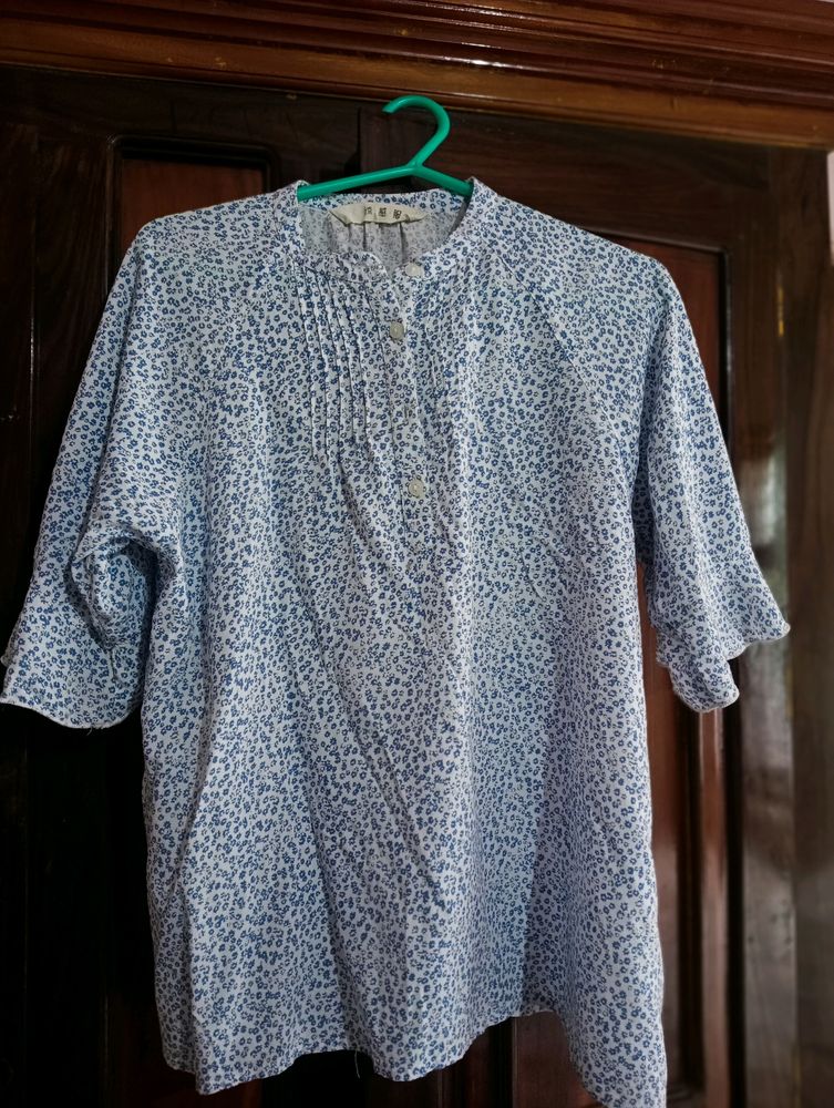 White And Blue Print Top 😱❤️