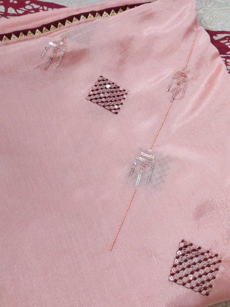 Peach Saree with Sequins