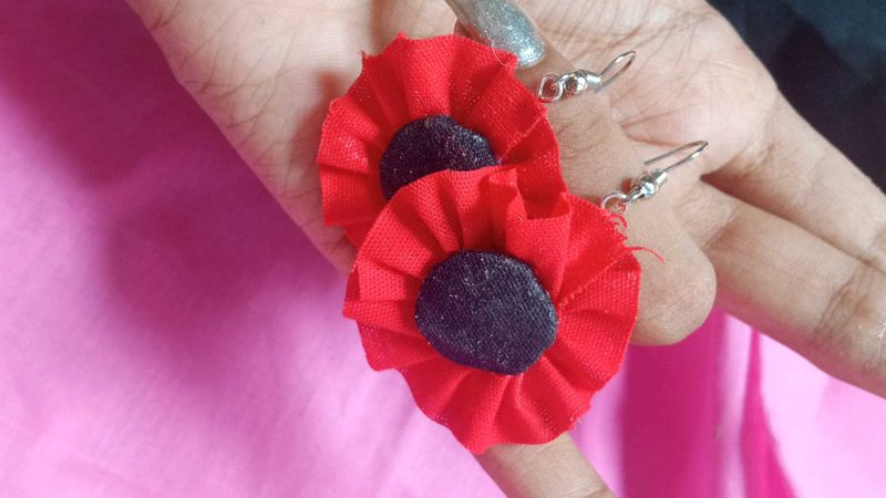 Red Flower Earrings