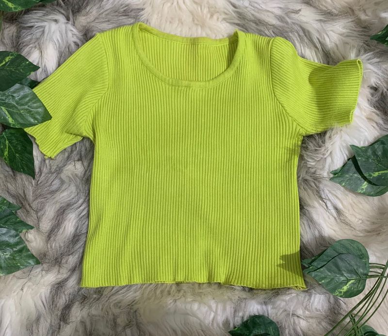 Neon Green Ribbed Crop Top
