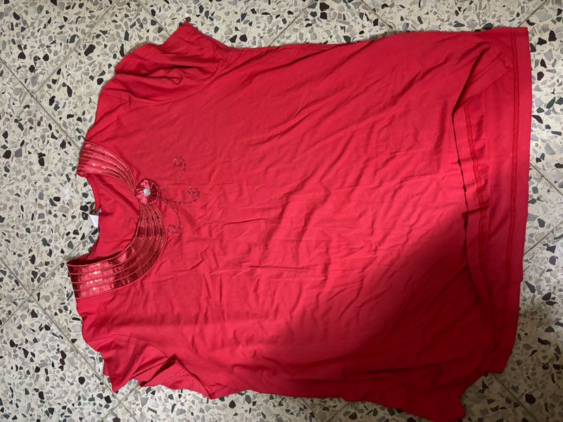 Red Embellished Top