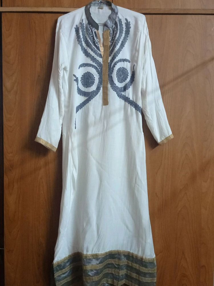 Long Kurta, White N Grey