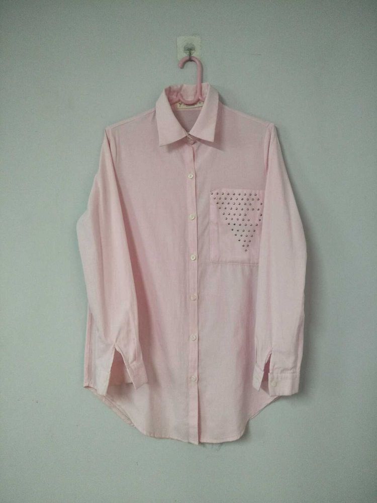 Baby pink button-down shirt
