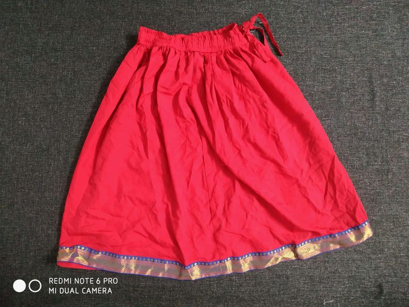 Red Zari Border Skirt