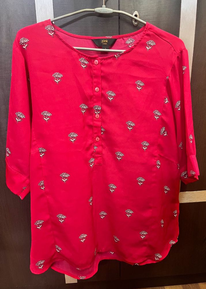 Zink Pink Floral Print Top