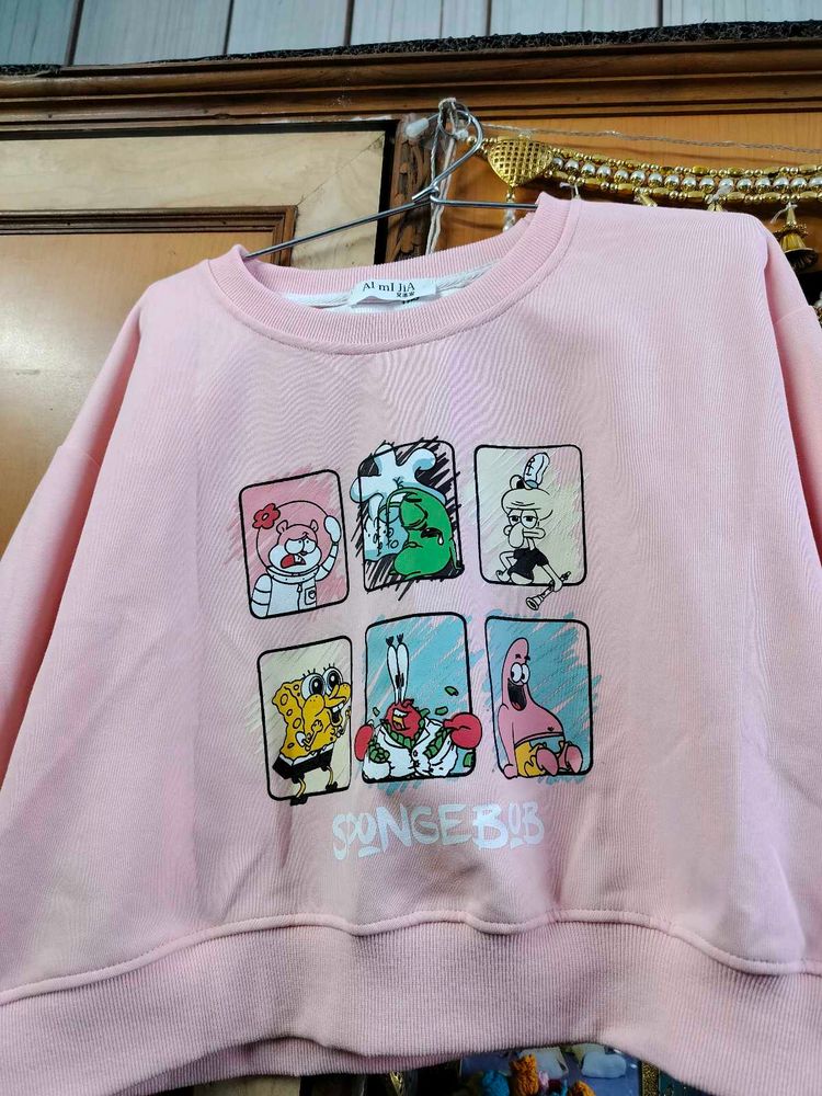 SpongeBob down shoulder sweatshirt