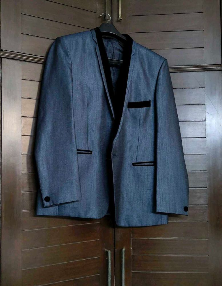 Partywear Men Blue Rayon Two Piece Suit