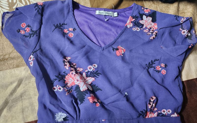 Miss Chase Purple Floral Midi Dress