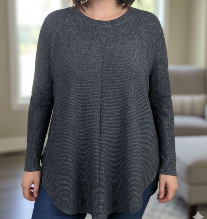 Stylish Gray Long Sleeve Top