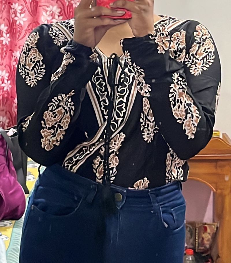 Beautiful Women Black Wrap Top
