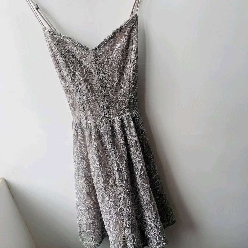 Silver lace romper