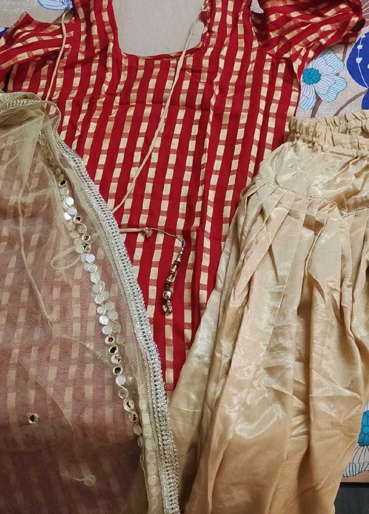 Red &amp; Gold Salwar Kameez