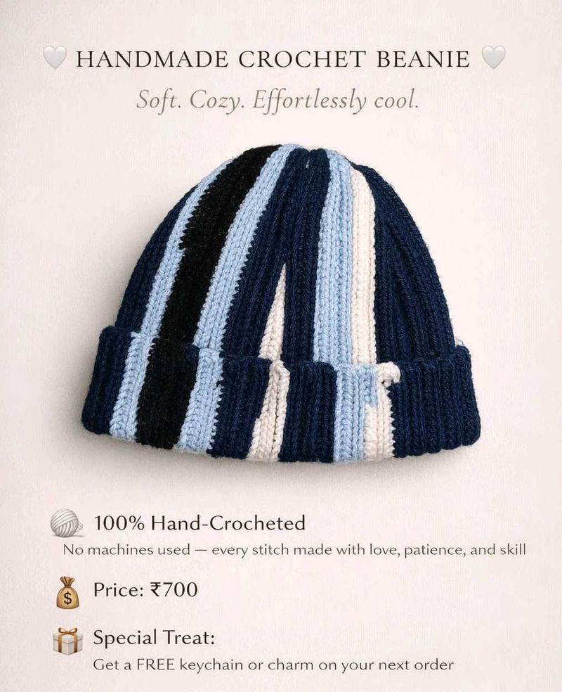Striped Handmade Crochet Beanie
