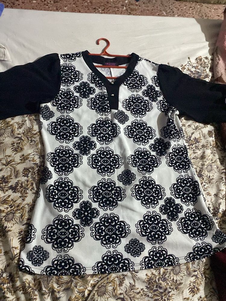White Floral Print Top