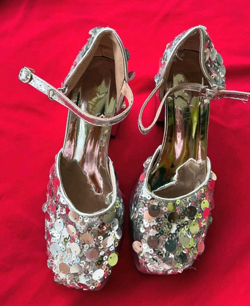 Sparkly Silver Heels