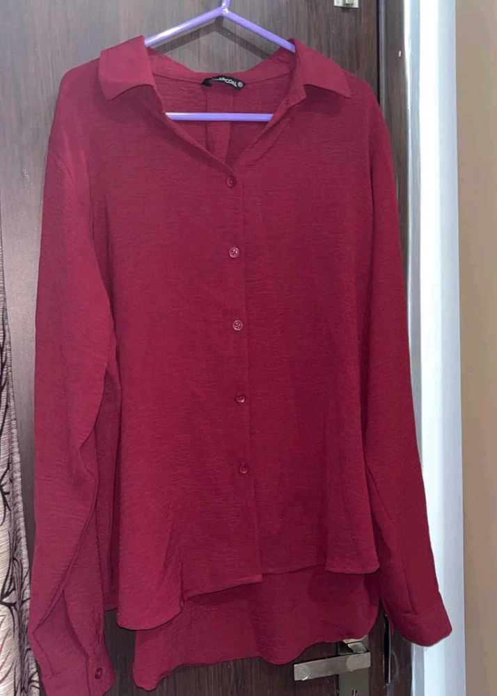 Burgundy Button-Down Shirt
