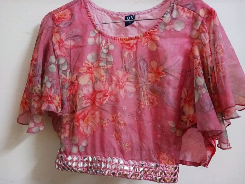 Pink Dress With Folar Pattern